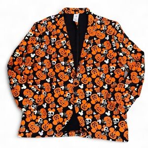 NWT Disney Mickey Mouse Pumpkin Glow In Dark Halloween Orange Black Blazer L/XL